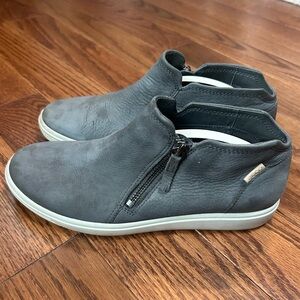ECCO Nubuck Zip Bootie Gray Leather Shoes Size 39EU 8-8.5US
